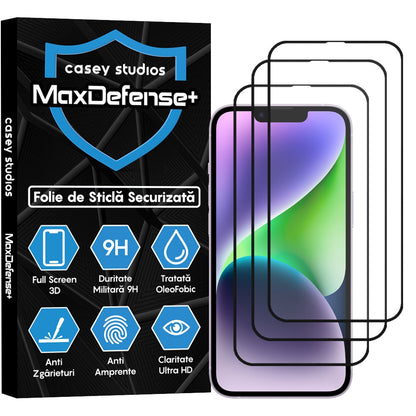 Pachet 3x Folie Sticla MaxDefense+ - iPhone 11 Pro Max - Negru