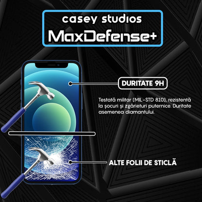 Pachet 3x Folie Sticla MaxDefense+ - iPhone 12 Mini - Negru