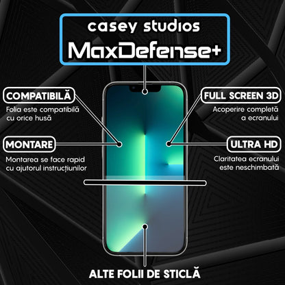 Pachet 3x Folie Sticla MaxDefense+ - iPhone 13/13 Pro - Negru