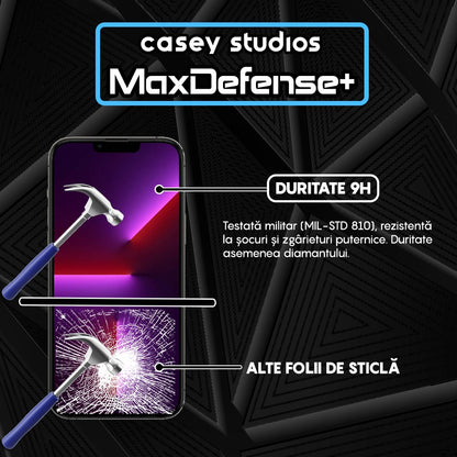 Pachet 3x Folie Sticla MaxDefense+ - iPhone 13 Pro Max - Negru