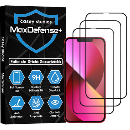 Pachet 3x Folie Sticla MaxDefense+ - iPhone XR/11 - Negru