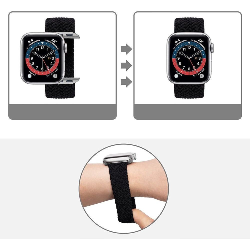 Curea Braided Breeze - Apple Watch 1/2/3/4/5/6/7/8/9/SE/Ultra 1/Ultra 2 - 42/44/45/49 MM - XS - Black