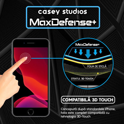Folie Sticla MaxDefense+ - iPhone 7/8 - Negru
