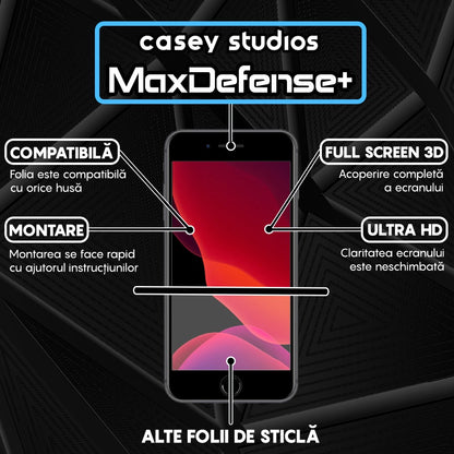 Folie Sticla MaxDefense+ - iPhone 7/8 - Negru