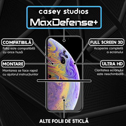 Folie Sticla MaxDefense+ - iPhone X/XS - Negru