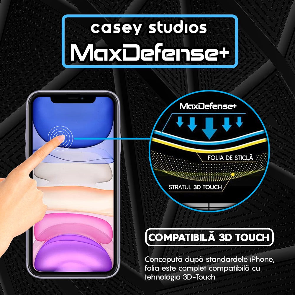 Folie Sticla MaxDefense+ - iPhone 11 Pro - Negru