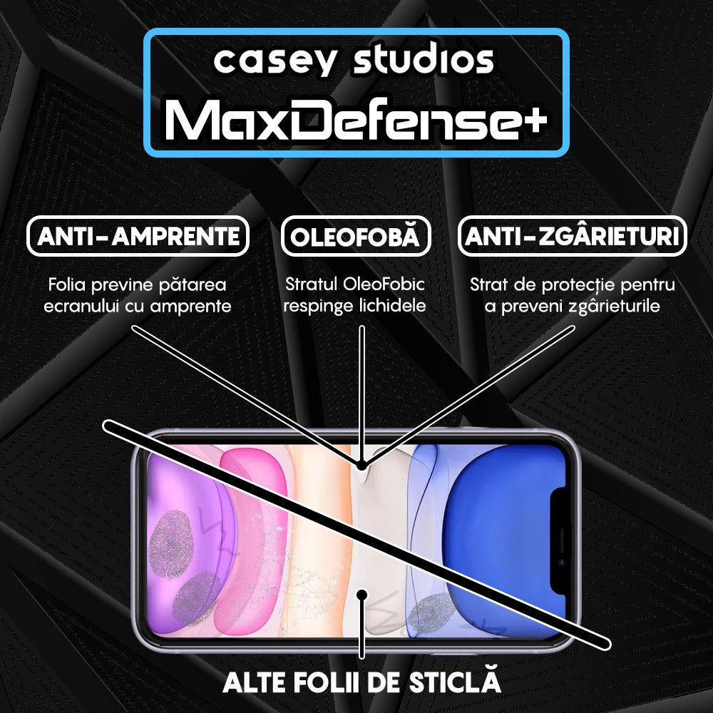Folie Sticla MaxDefense+ - iPhone 11 Pro - Negru