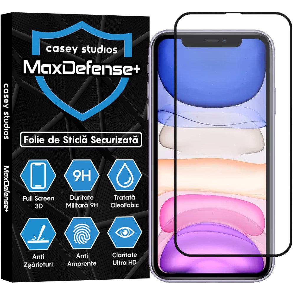 Folie Sticla MaxDefense+ - iPhone 11 Pro - Negru