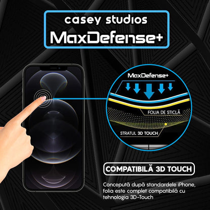 Folie Sticla MaxDefense+ - iPhone 12 Pro Max - Negru
