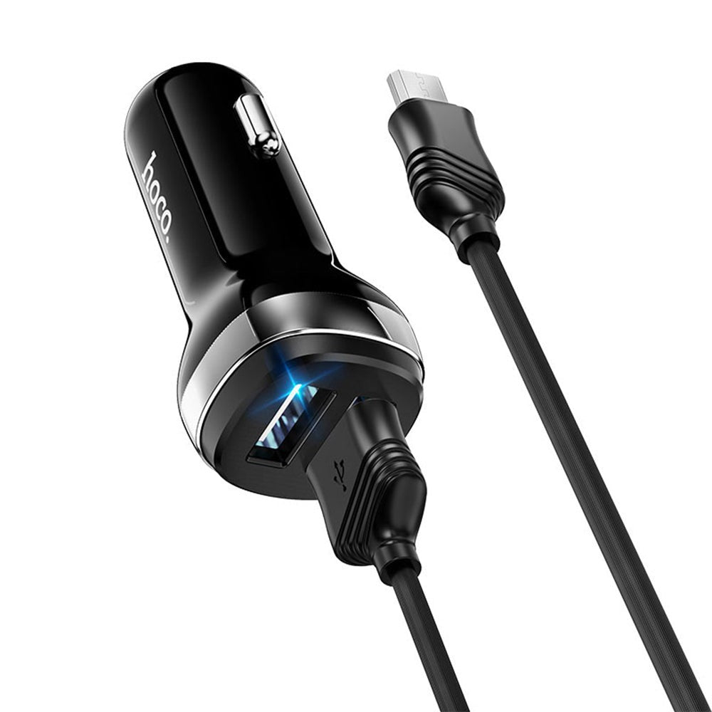 Kit Incarcator Auto + Cablu USB-A HOCO Z40 Superior - Negru