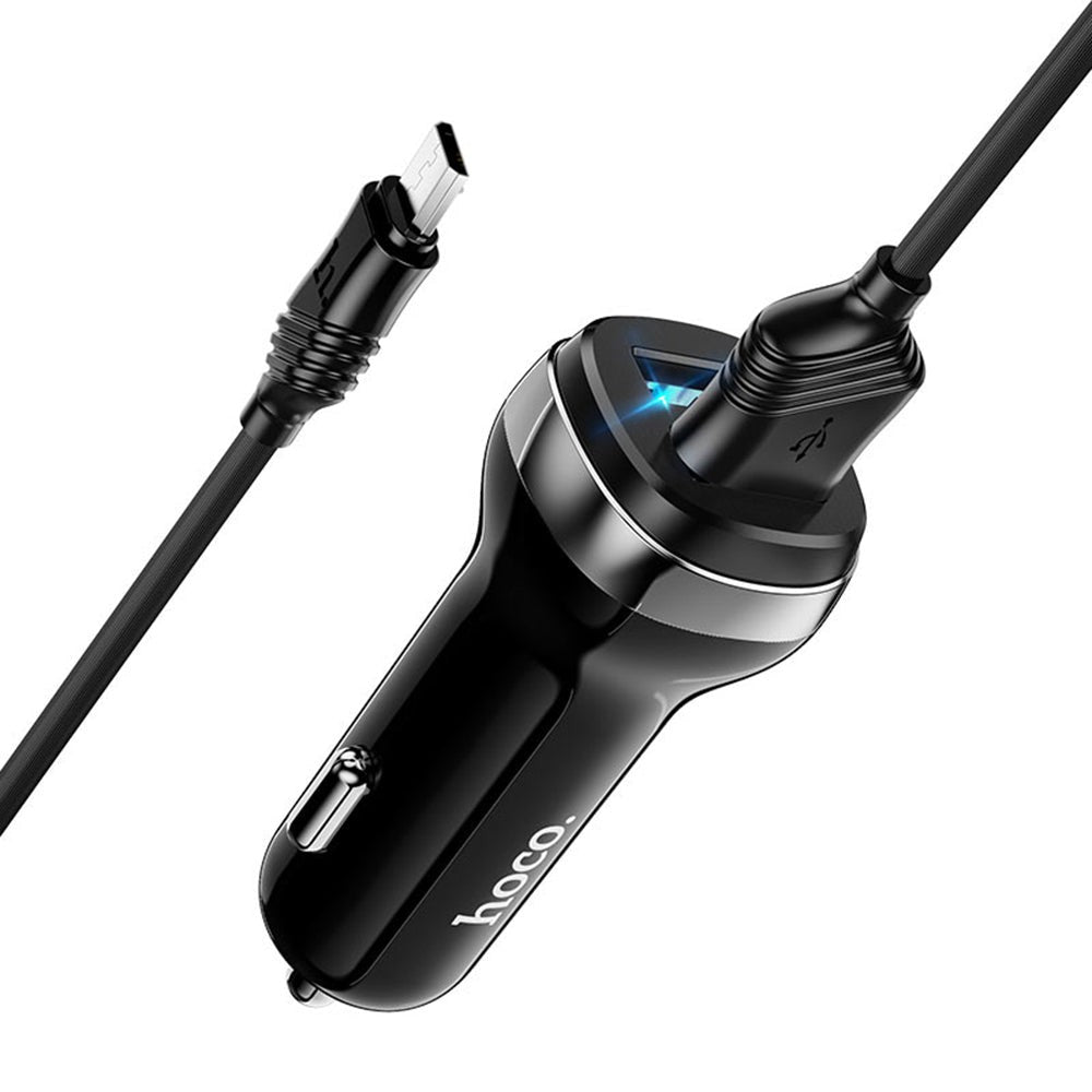 Kit Incarcator Auto + Cablu USB-A HOCO Z40 Superior - Negru