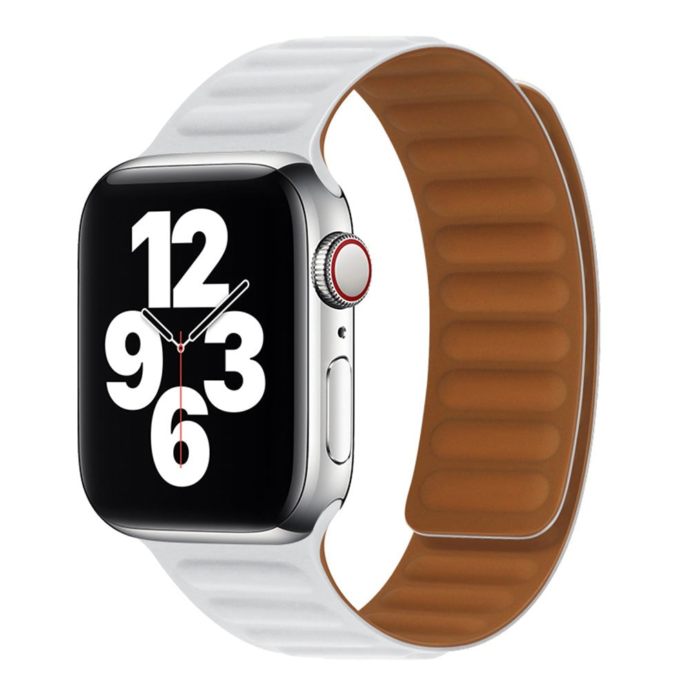 Curea Leather Link Signature - Apple Watch 1/2/3/4/5/6/7/8/9/SE - 38/40/41 MM - Alb