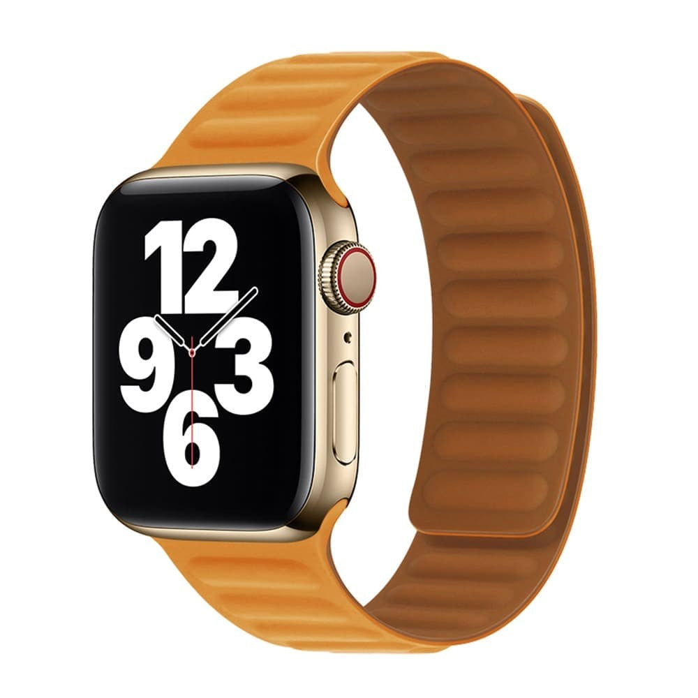 Curea Leather Link Signature - Apple Watch 1/2/3/4/5/6/7/8/9/SE - 38/40/41 MM - Portocaliu