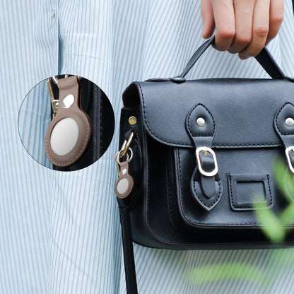 Husa Leather - AirTag - Maro Deschis