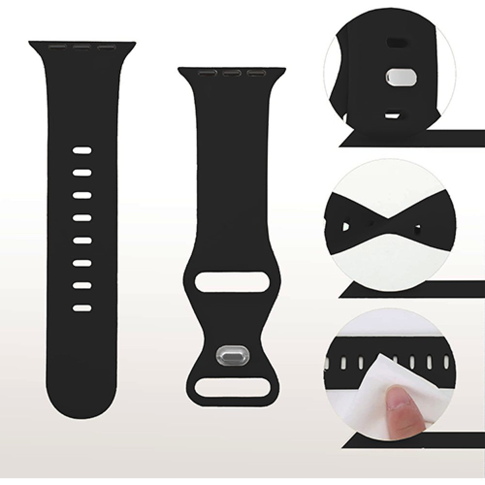 Curea Silicone Flex Loop - Apple Watch 1/2/3/4/5/6/7/8/9/SE/Ultra 1/Ultra 2 - 42/44/45/49 MM - Black