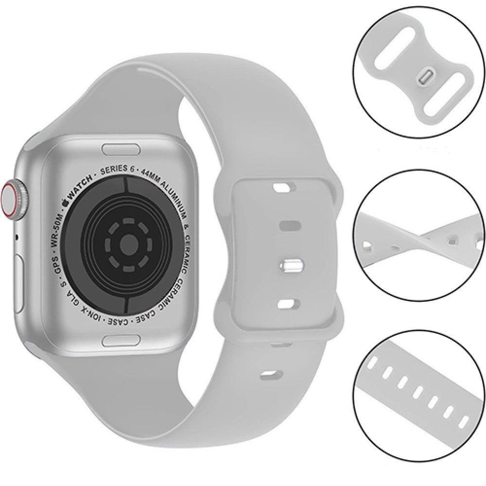 Curea Silicone Flex Loop - Apple Watch 1/2/3/4/5/6/7/8/9/SE/Ultra 1/Ultra 2 - 42/44/45/49 MM - Gray