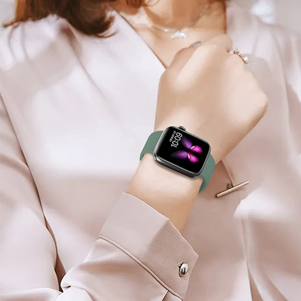 Curea Silicone Flex Loop - Apple Watch 1/2/3/4/5/6/7/8/9/SE/Ultra 1/Ultra 2 - 42/44/45/49 MM - Pine Green