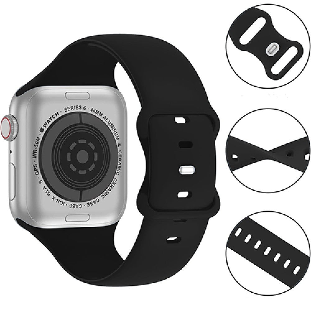 Curea Silicone Aero Loop - Apple Watch 1/2/3/4/5/6/7/8/9/SE - 38/40/41 MM - Black