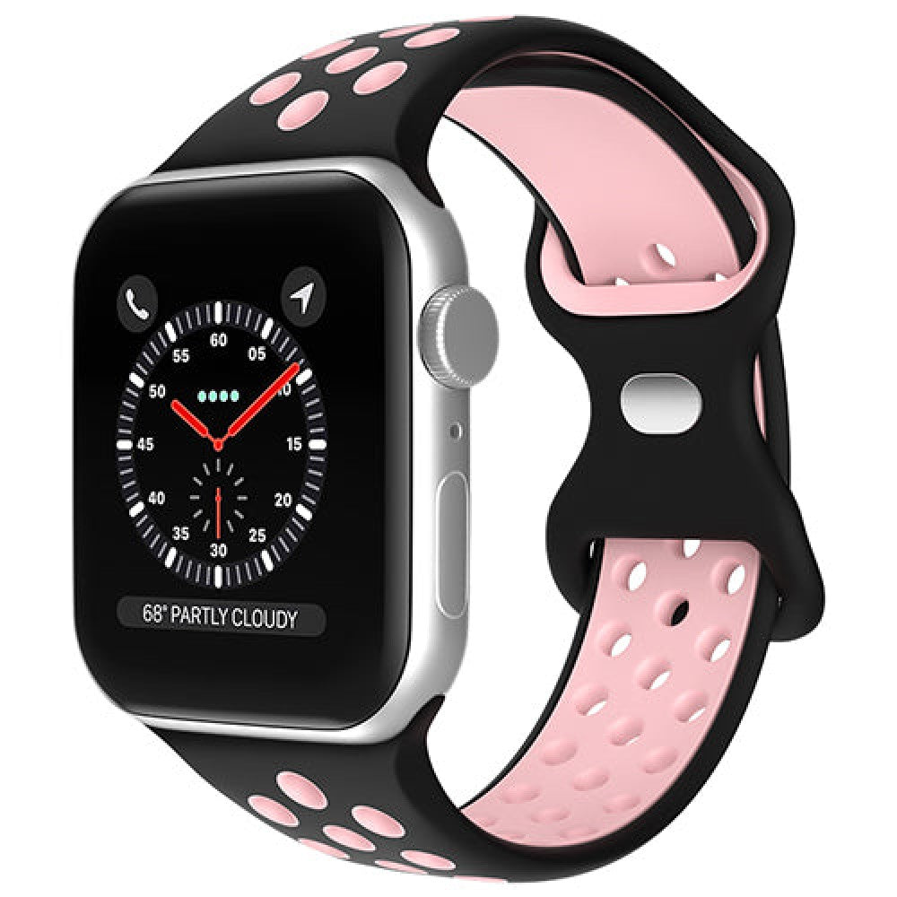 Curea Silicone Flex Loop - Apple Watch 1/2/3/4/5/6/7/8/9/SE/Ultra 1/Ultra 2 - 42/44/45/49 MM - Black/Pink