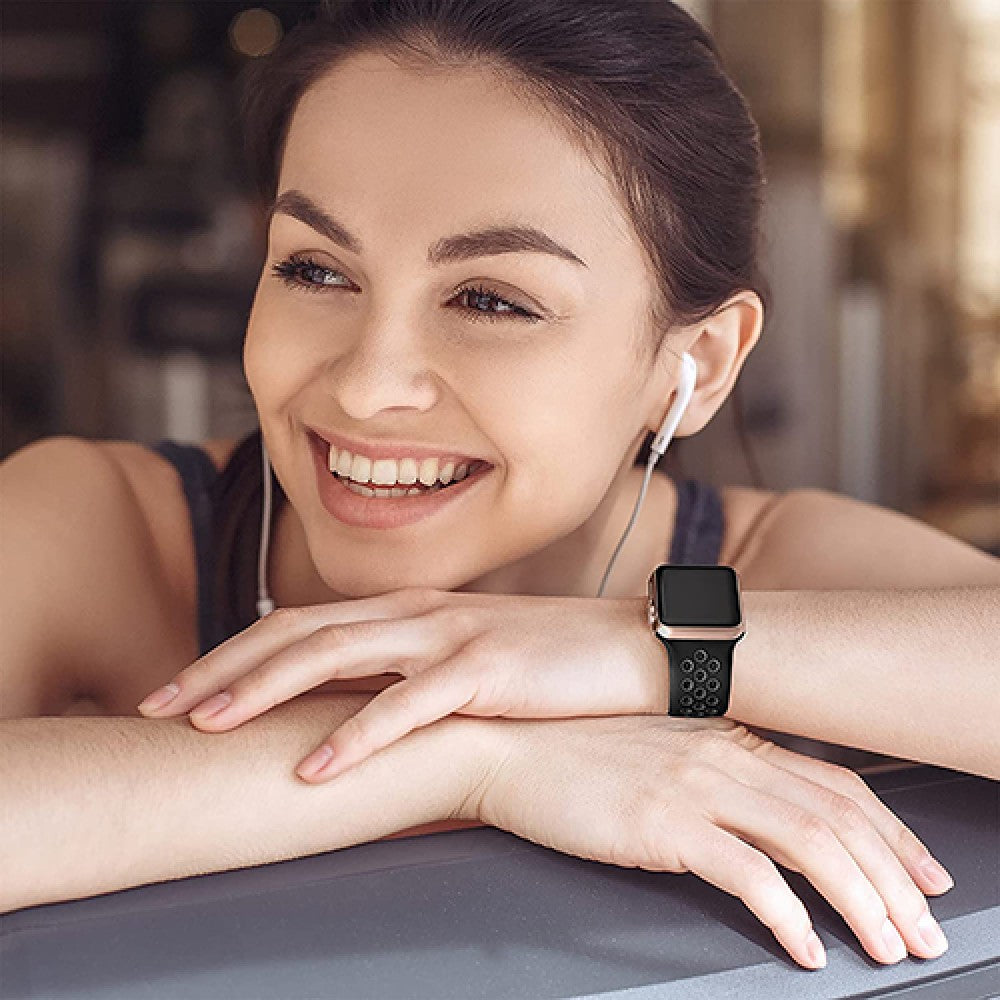 Curea Silicone Flex Loop - Apple Watch 1/2/3/4/5/6/7/8/9/SE/Ultra 1/Ultra 2 - 42/44/45/49 MM - Black/Gray