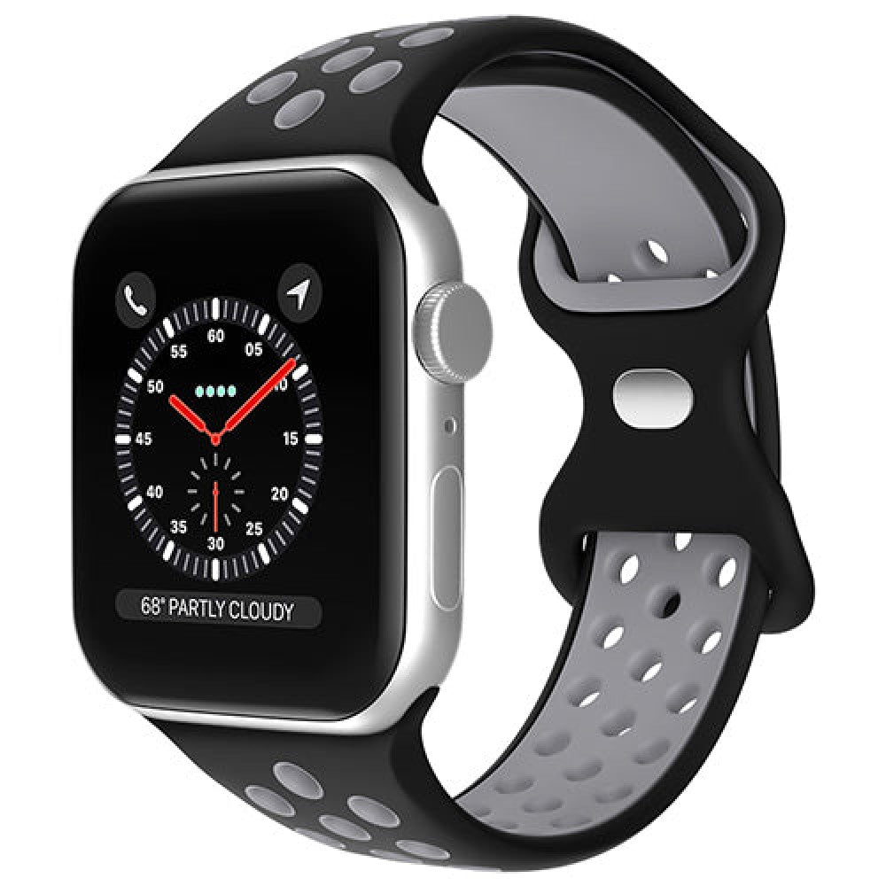 Curea Silicone Flex Loop - Apple Watch 1/2/3/4/5/6/7/8/9/SE/Ultra 1/Ultra 2 - 42/44/45/49 MM - Black/Gray