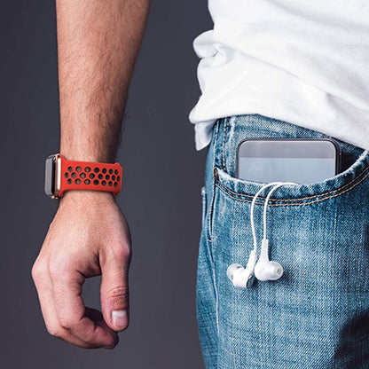 Curea Silicone Flex Loop - Apple Watch 1/2/3/4/5/6/7/8/9/SE/Ultra 1/Ultra 2 - 42/44/45/49 MM - Red/Black