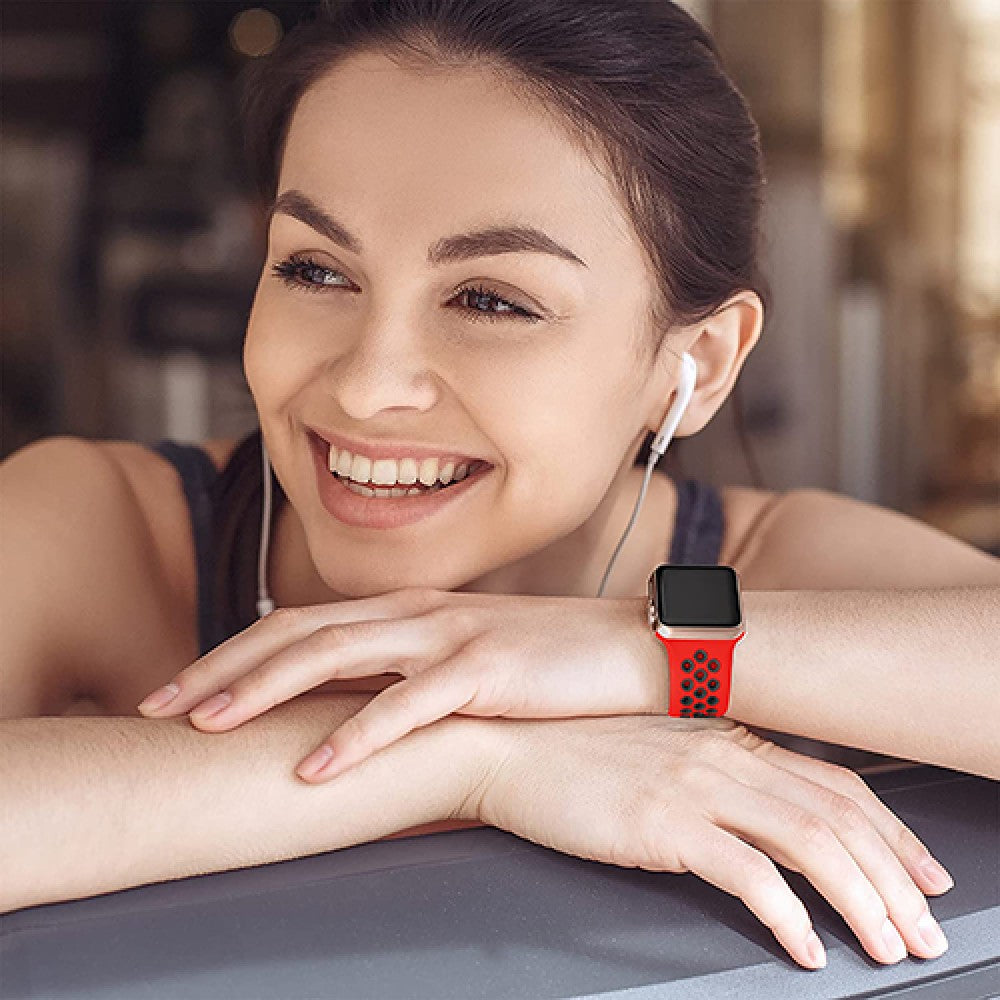 Curea Silicone Flex Loop - Apple Watch 1/2/3/4/5/6/7/8/9/SE/Ultra 1/Ultra 2 - 42/44/45/49 MM - Red/Black