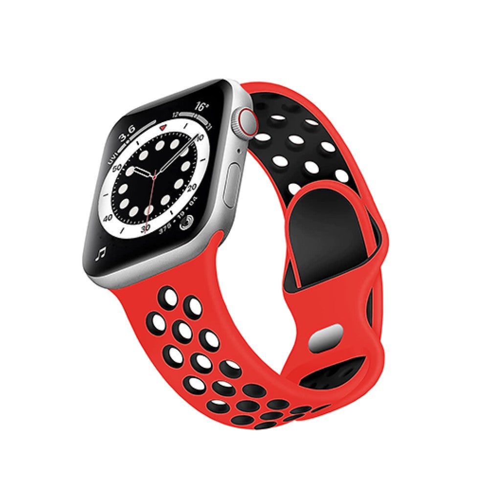 Curea Silicone Flex Loop - Apple Watch 1/2/3/4/5/6/7/8/9/SE/Ultra 1/Ultra 2 - 42/44/45/49 MM - Red/Black