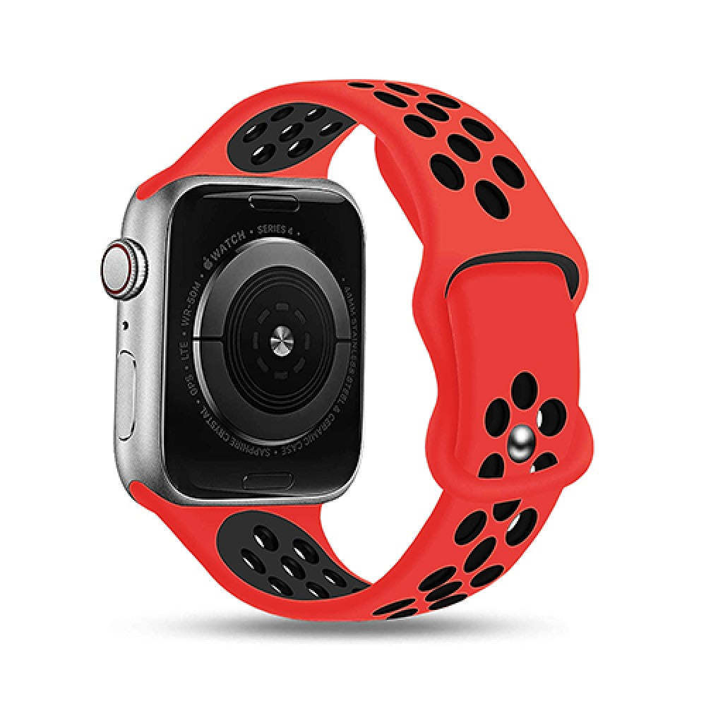 Curea Silicone Flex Loop - Apple Watch 1/2/3/4/5/6/7/8/9/SE/Ultra 1/Ultra 2 - 42/44/45/49 MM - Red/Black