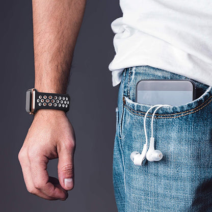 Curea Silicone Flex Loop - Apple Watch 1/2/3/4/5/6/7/8/9/SE/Ultra 1/Ultra 2 - 42/44/45/49 MM - Black/White
