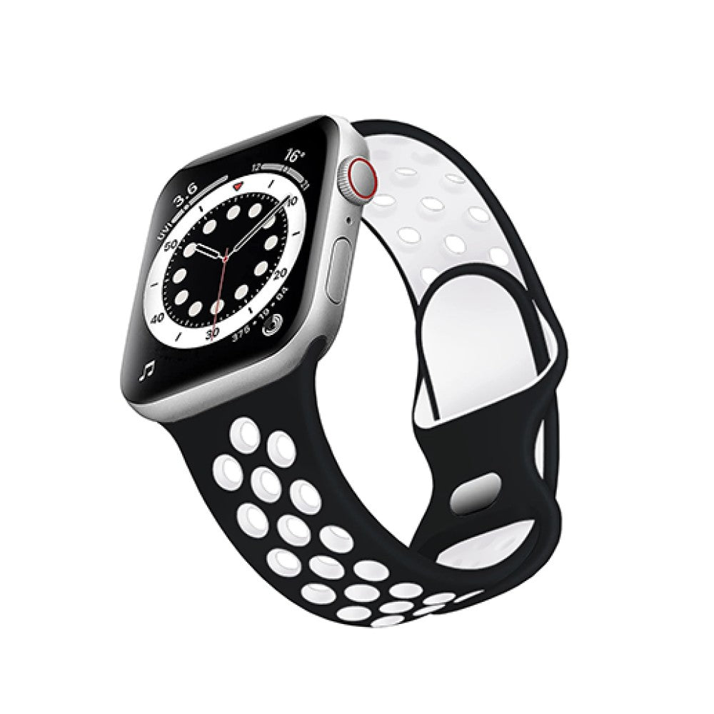 Curea Silicone Flex Loop - Apple Watch 1/2/3/4/5/6/7/8/9/SE/Ultra 1/Ultra 2 - 42/44/45/49 MM - Black/White