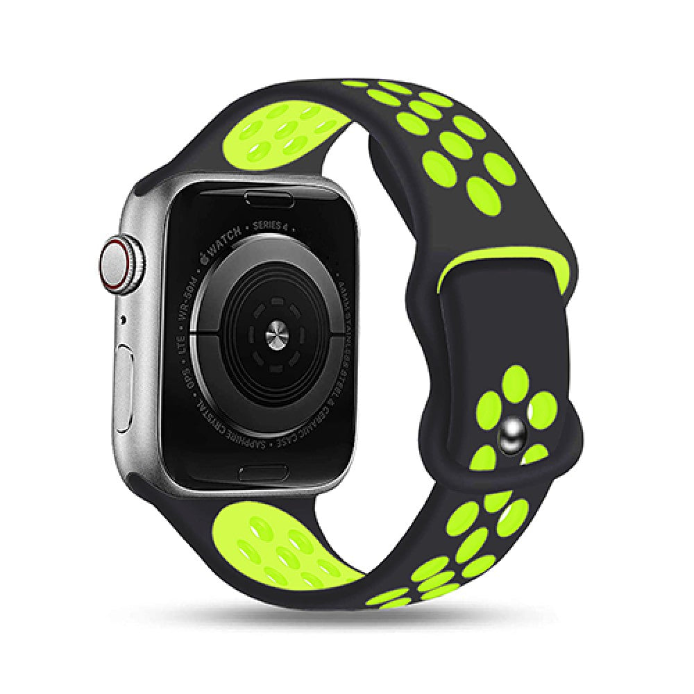 Curea Silicone Flex Loop - Apple Watch 1/2/3/4/5/6/7/8/9/SE - 38/40/41 MM - Black/Green