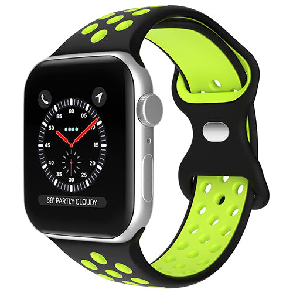 Curea Silicone Flex Loop - Apple Watch 1/2/3/4/5/6/7/8/9/SE - 38/40/41 MM - Black/Green
