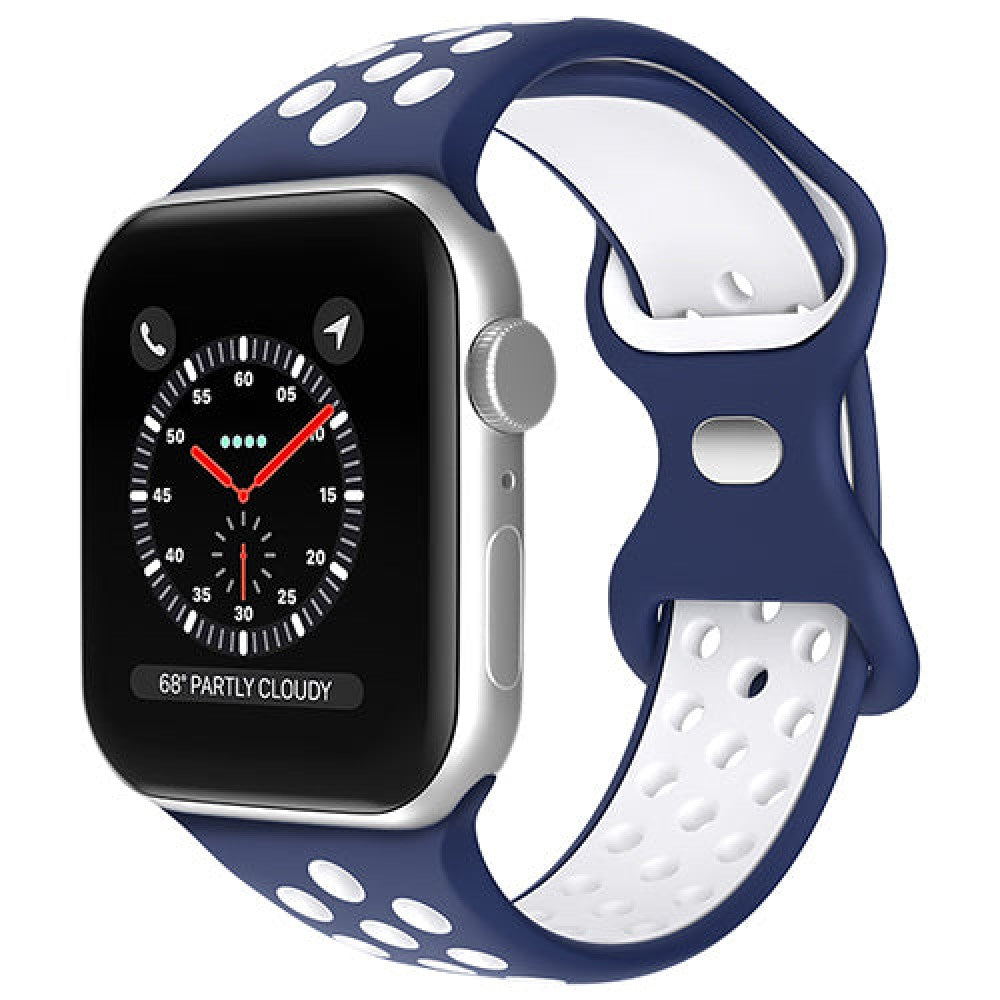 Curea Silicone Flex Loop - Apple Watch 1/2/3/4/5/6/7/8/9/SE - 38/40/41 MM - Midnight Blue/White