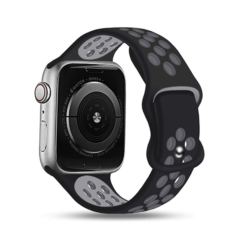 Curea Silicone Flex Loop - Apple Watch 1/2/3/4/5/6/7/8/9/SE - 38/40/41 MM - Black/Gray
