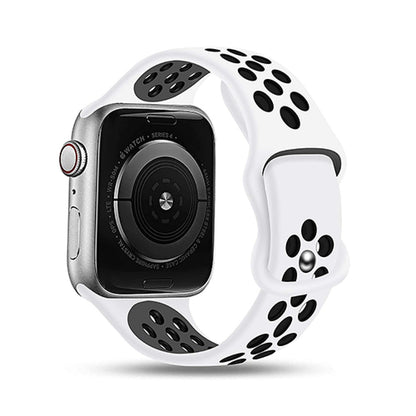Curea Silicone Flex Loop - Apple Watch 1/2/3/4/5/6/7/8/9/SE - 38/40/41 MM - White/Black