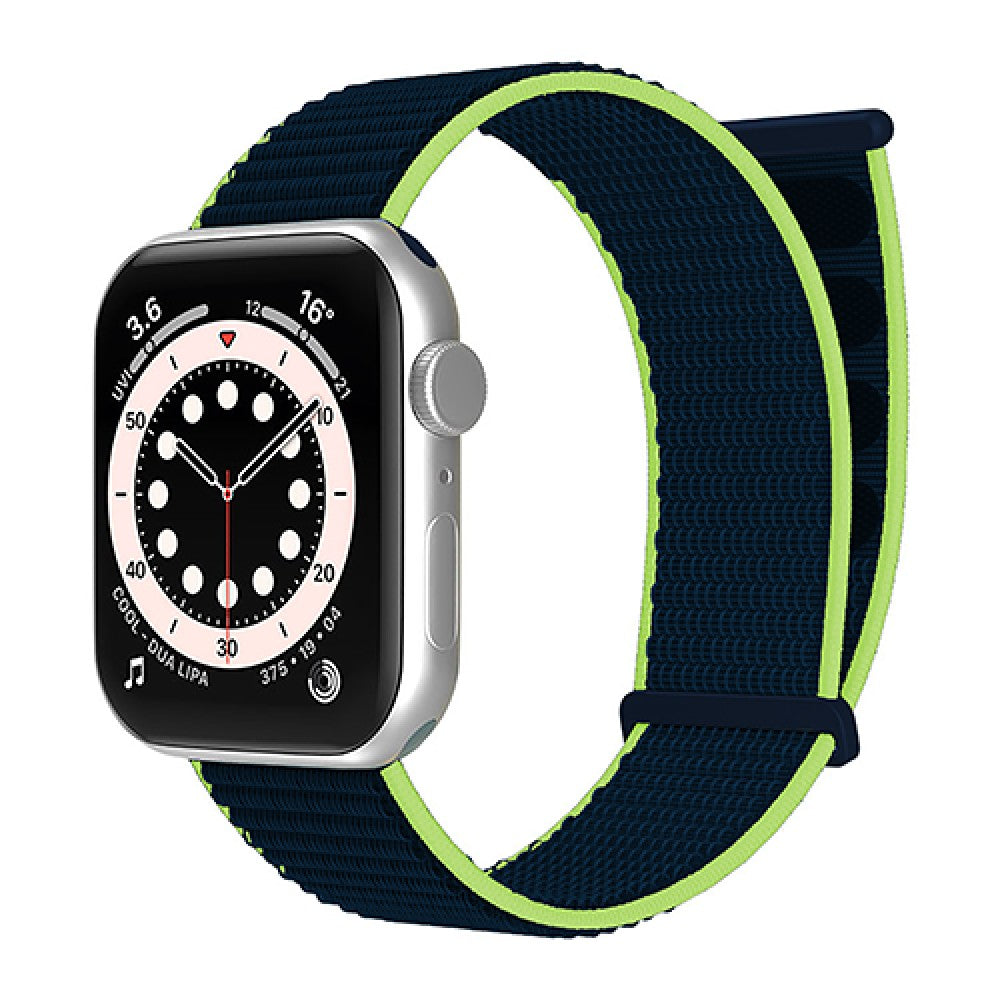 Curea Nylon Sport - Apple Watch 1/2/3/4/5/6/7/8/9/SE/Ultra 1/Ultra 2 - 42/44/45/49 MM - Blue Lime