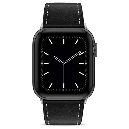 Curea Leather Heritage - Apple Watch 1/2/3/4/5/6/7/8/9/SE - 38/40/41 MM - Negru/Alb