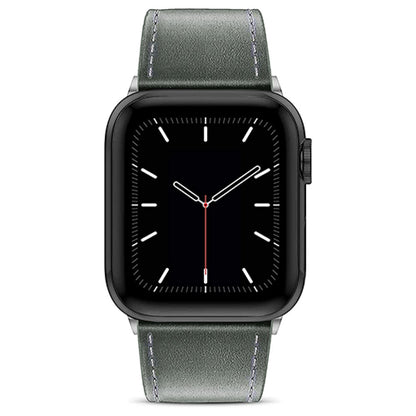 Curea Leather Heritage - Apple Watch 1/2/3/4/5/6/7/8/9/SE - 38/40/41 MM - Gri/Alb