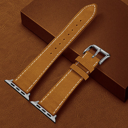 Curea Leather Heritage - Apple Watch 1/2/3/4/5/6/7/8/9/SE - 38/40/41 MM - Maro/Alb