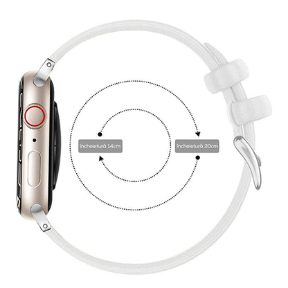 Curea Leather Heritage - Apple Watch 1/2/3/4/5/6/7/8/9/SE/Ultra 1/Ultra 2 - 42/44/45/49 MM - Alb