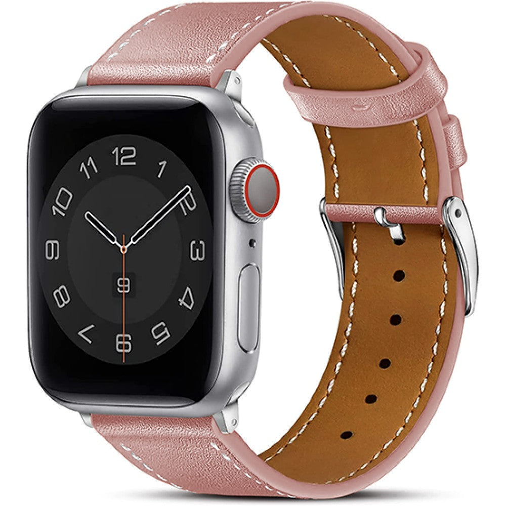 Curea Leather Heritage - Apple Watch 1/2/3/4/5/6/7/8/9/SE/Ultra 1/Ultra 2 - 42/44/45/49 MM - Roz/Alb
