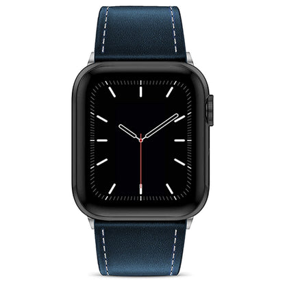 Curea Leather Heritage - Apple Watch 1/2/3/4/5/6/7/8/9/SE/Ultra 1/Ultra 2 - 42/44/45/49 MM - Albastru/Alb