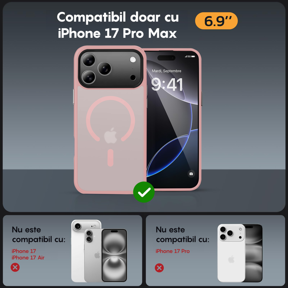 Husa MagSafe - iPhone 17 Pro Max - Roz