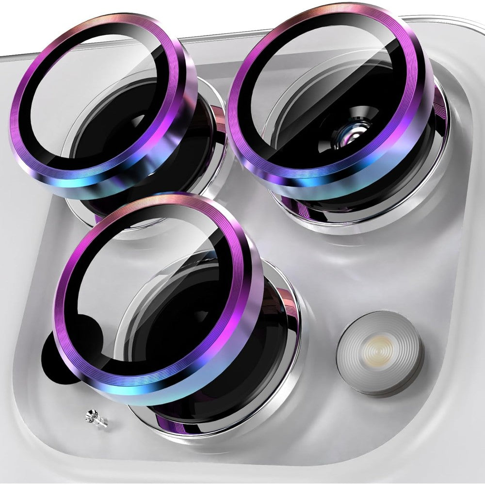 Folie Sticla Lentile Camera MaxDefense+ - iPhone 15 Pro/15 Pro Max - Curcubeu