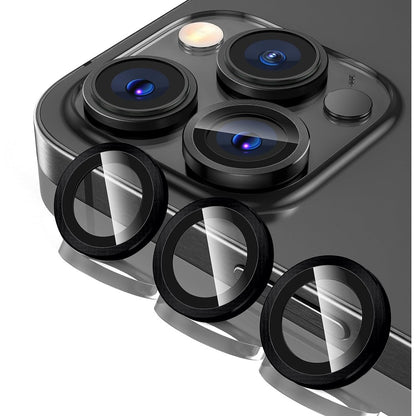 Folie Sticla Lentile Camera MaxDefense+ - iPhone 15 Pro/15 Pro Max - Negru