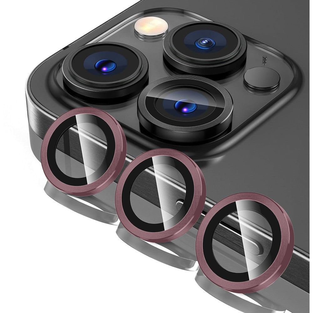 Folie Sticla Lentile Camera MaxDefense+ - iPhone 15 Pro/15 Pro Max - Roz