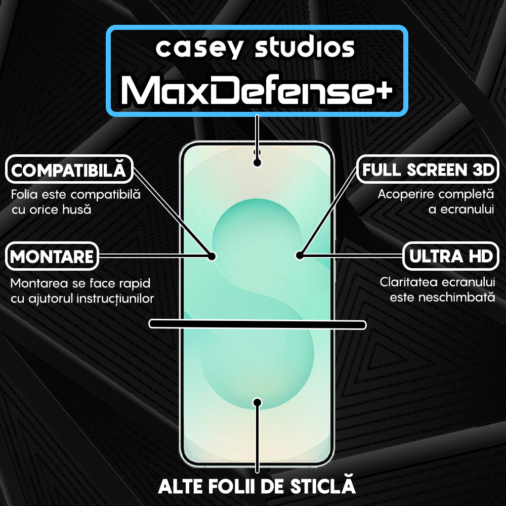Folie Sticla MaxDefense+ - Samsung Galaxy S25 Plus - Negru